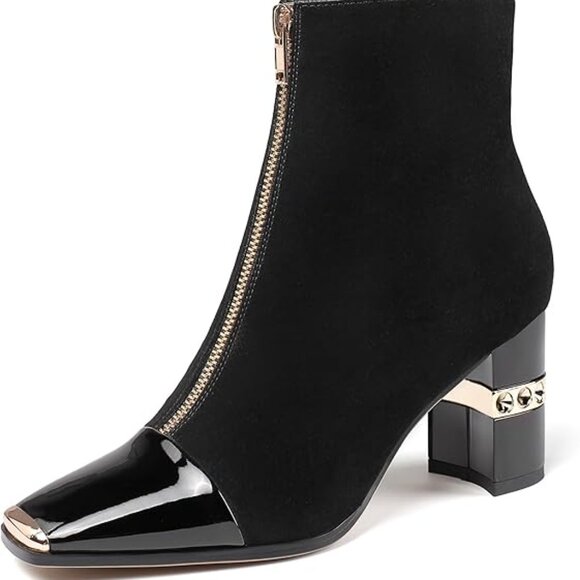 XINIUNIU Women's Ankle Block Chunky Heel Boots - Picture 5 of 6